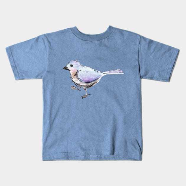 Walking bird - watercolour sketch Kids T-Shirt by EmilyBickell